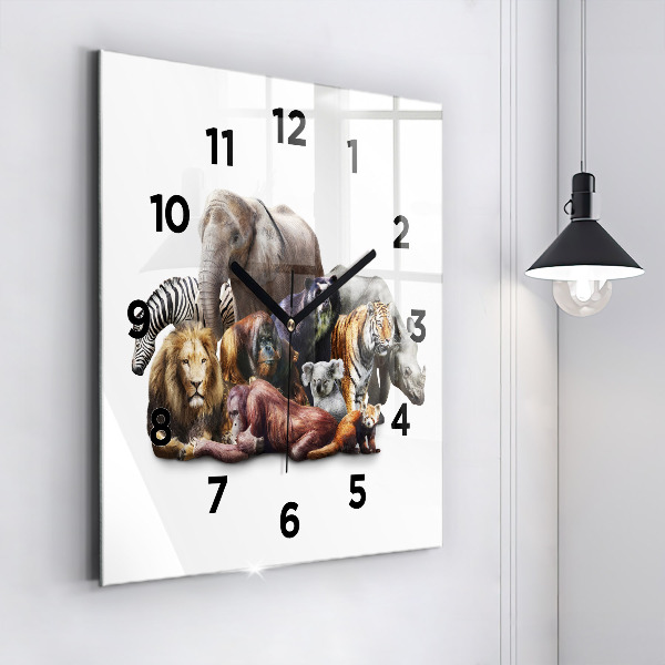 Square wall clock Wild animals