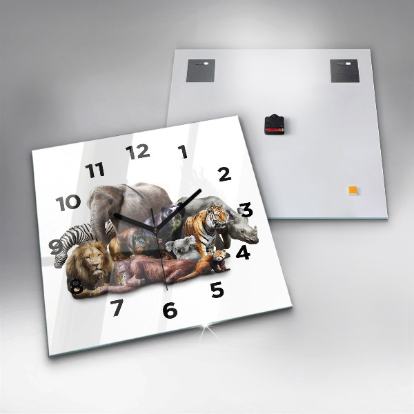Square wall clock Wild animals