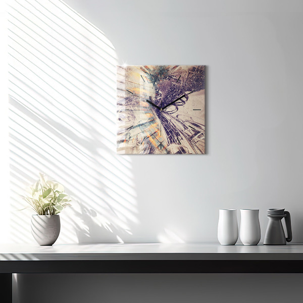 Square wall clock Abstract mechanism