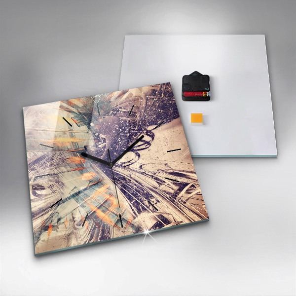 Square wall clock Abstract mechanism