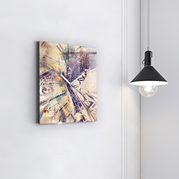 Square wall clock Abstract mechanism