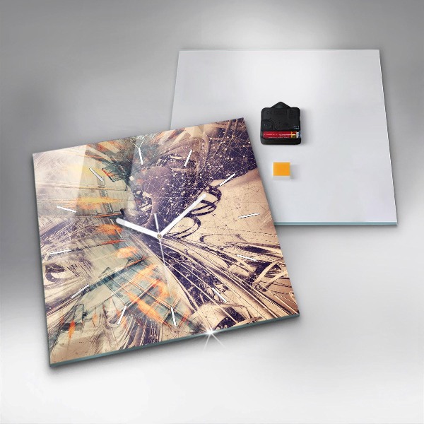 Square wall clock Abstract mechanism