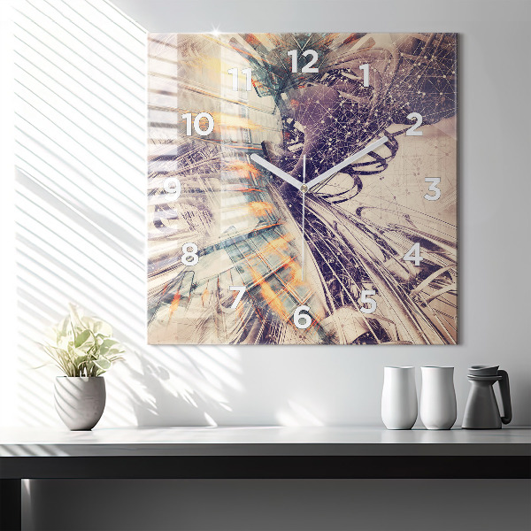 Square wall clock Abstract mechanism