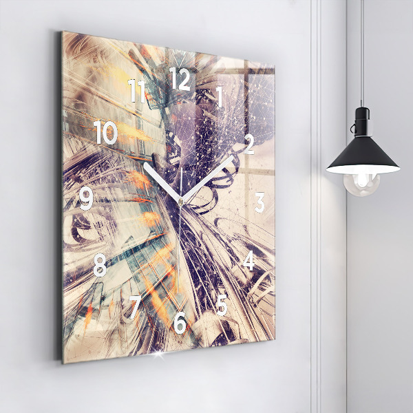 Square wall clock Abstract mechanism