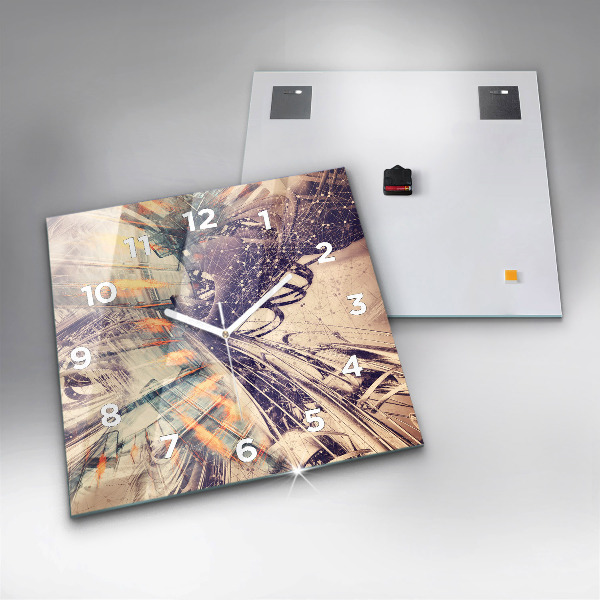 Square wall clock Abstract mechanism