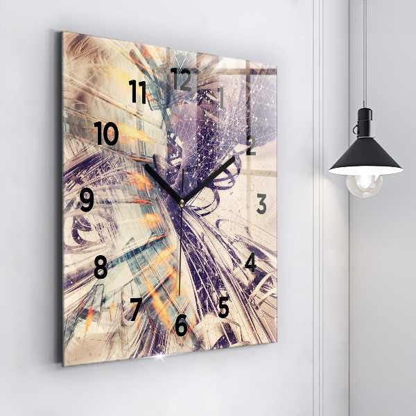 Square wall clock Abstract mechanism