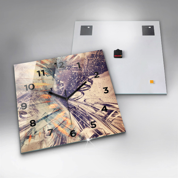 Square wall clock Abstract mechanism