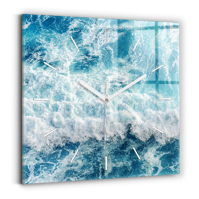 Square wall clock Sea waves