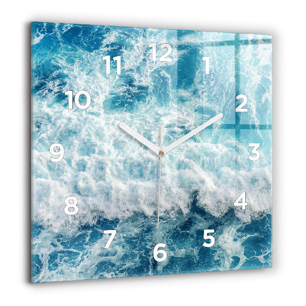 Square wall clock Sea waves