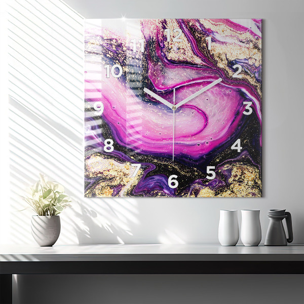 Square wall clock Abstract marble