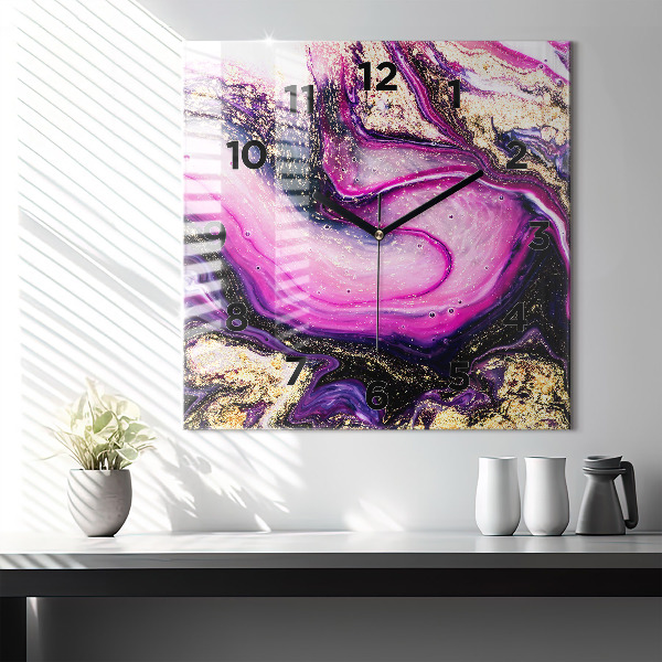 Square wall clock Abstract marble