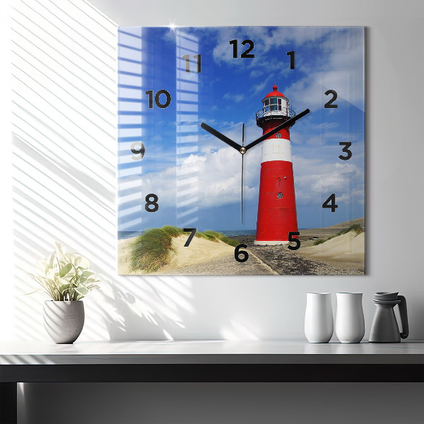 Square wall clock Lighthouse