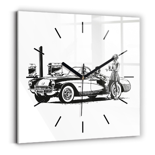 Square wall clock Retro Illustration