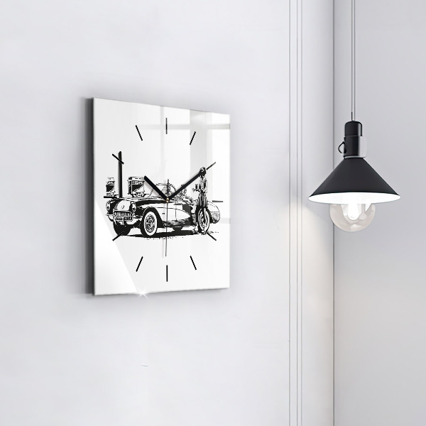 Square wall clock Retro Illustration