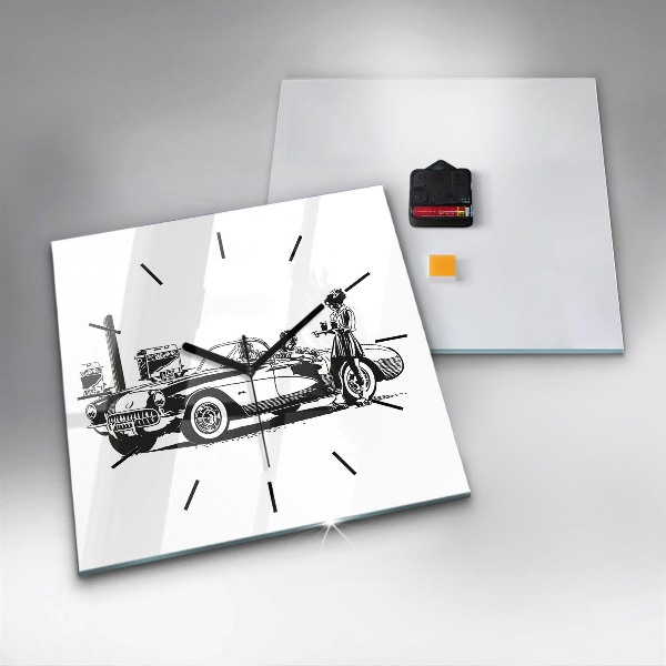 Square wall clock Retro Illustration