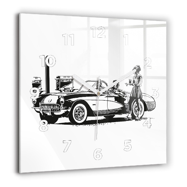 Square wall clock Retro Illustration