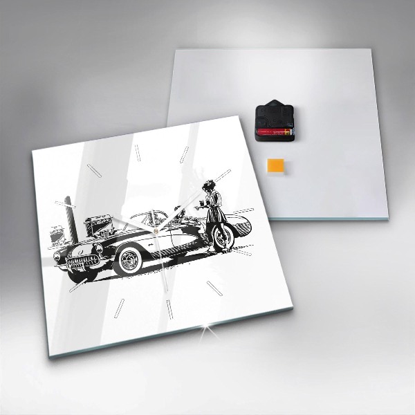 Square wall clock Retro Illustration