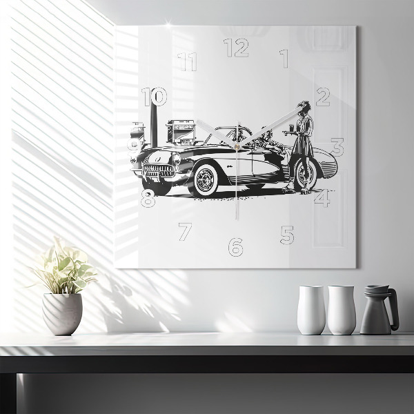 Square wall clock Retro Illustration