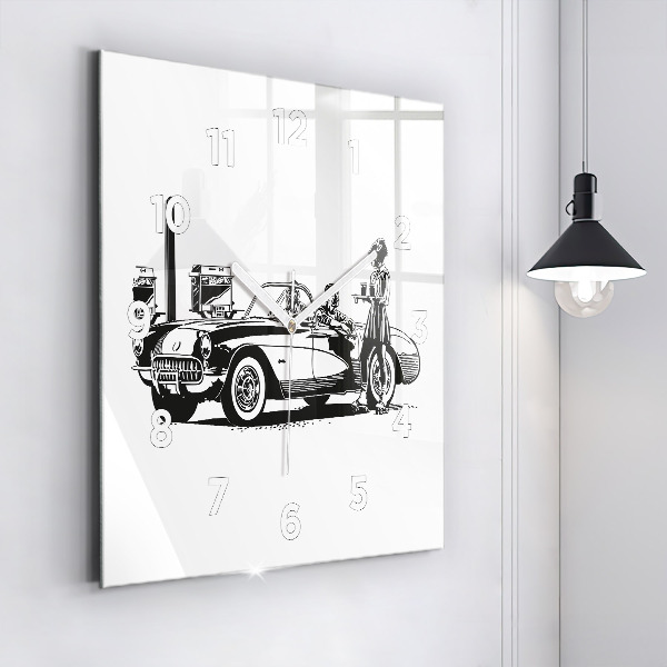 Square wall clock Retro Illustration