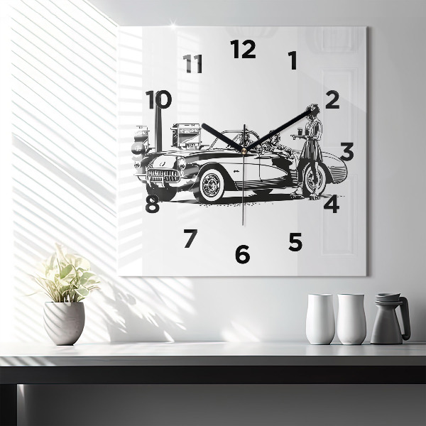 Square wall clock Retro Illustration