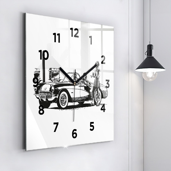 Square wall clock Retro Illustration