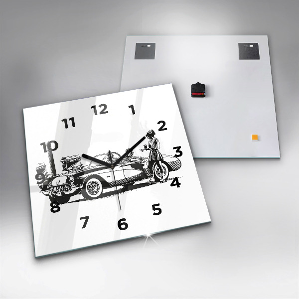 Square wall clock Retro Illustration