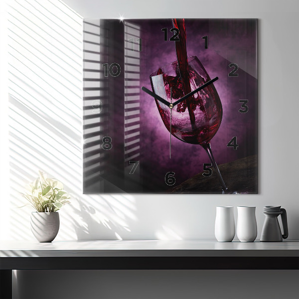 Square wall clock Wine glass