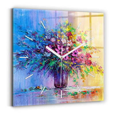 Square wall clock Flowers in a vase