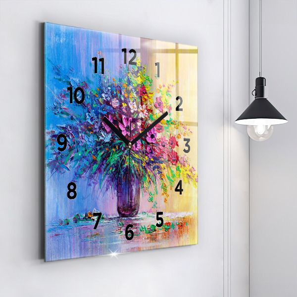 Square wall clock Flowers in a vase