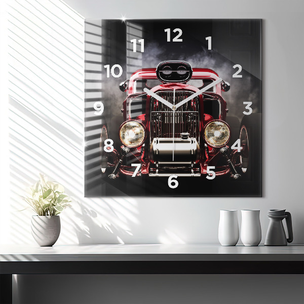 Square wall clock Old vintage car
