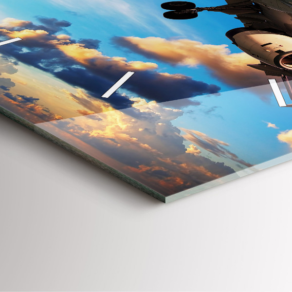 Square wall clock Airplane in the clouds