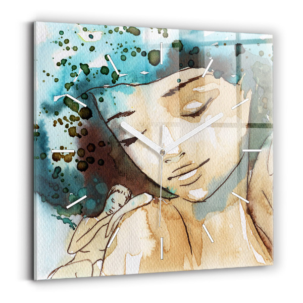 Square wall clock Abstraction Woman
