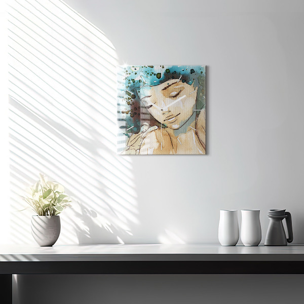 Square wall clock Abstraction Woman