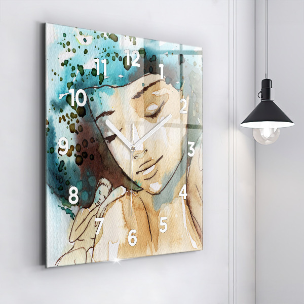 Square wall clock Abstraction Woman