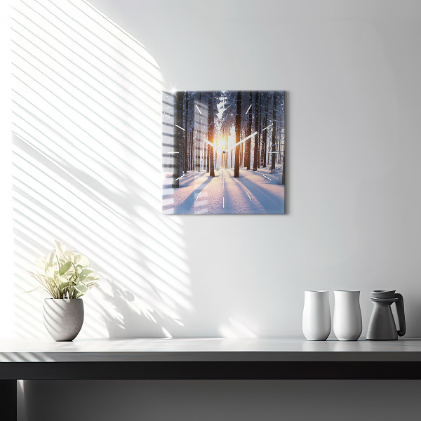 Square wall clock Sunset Forest