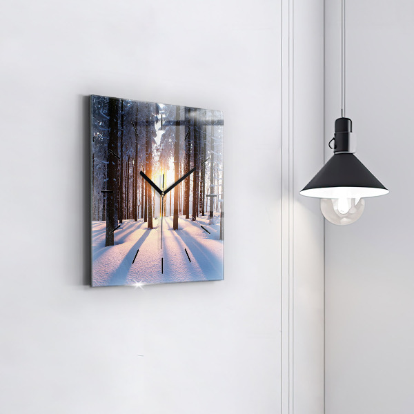 Square wall clock Sunset Forest