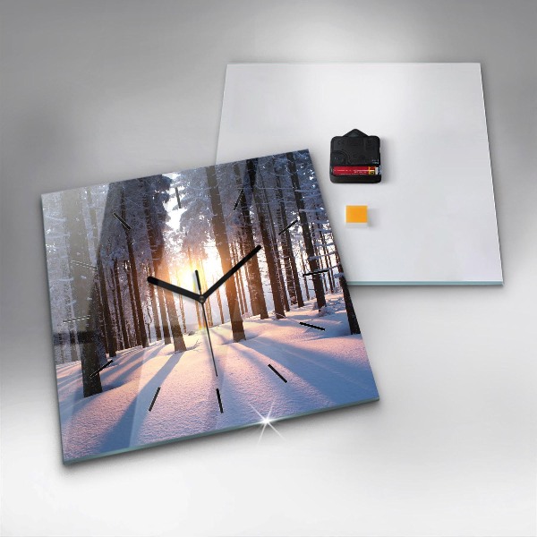 Square wall clock Sunset Forest