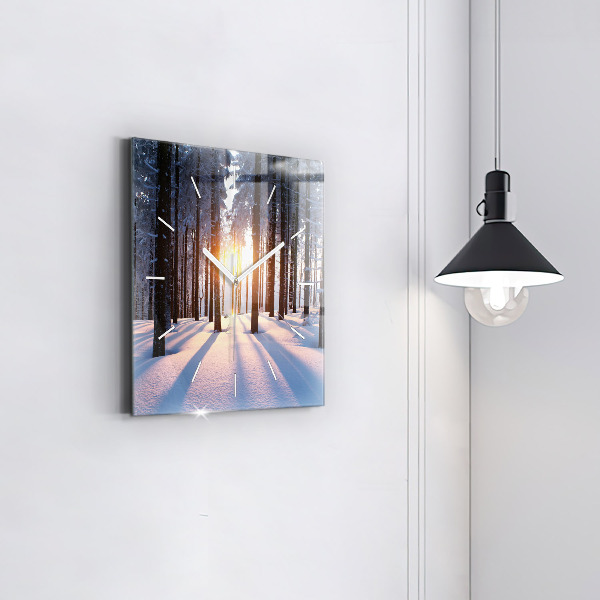 Square wall clock Sunset Forest