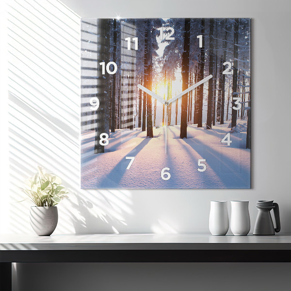 Square wall clock Sunset Forest