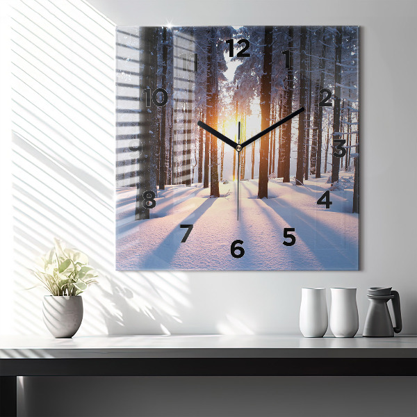 Square wall clock Sunset Forest