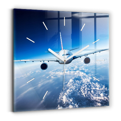 Square wall clock Airplane and Clouds
