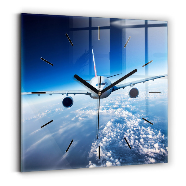 Square wall clock Airplane and Clouds