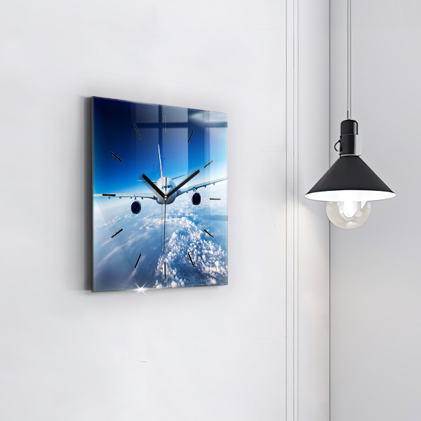 Square wall clock Airplane and Clouds