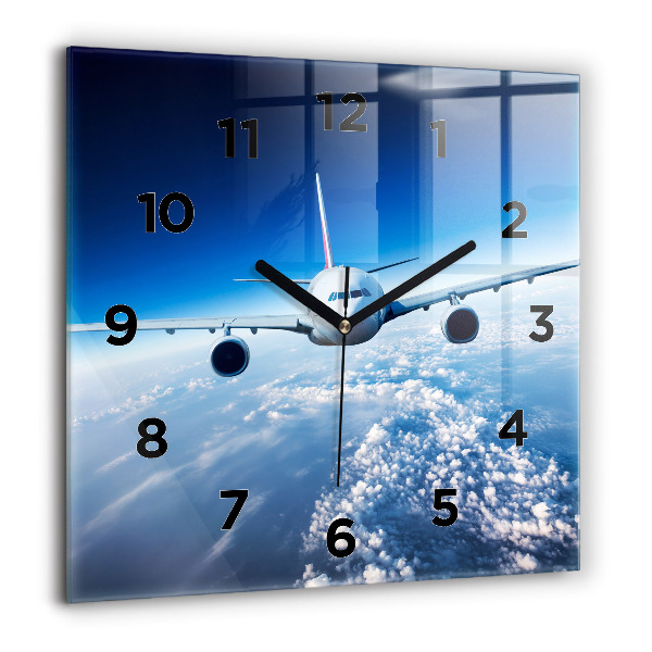 Square wall clock Airplane and Clouds