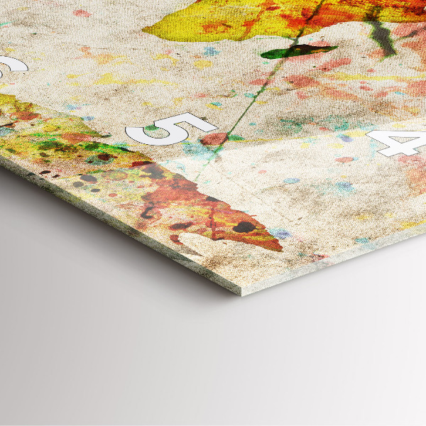 Square wall clock Colored world map