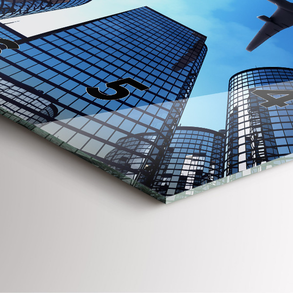 Square wall clock Airplane over buildings