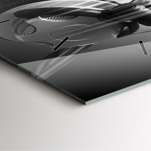 Square wall clock Microphone and Headphones