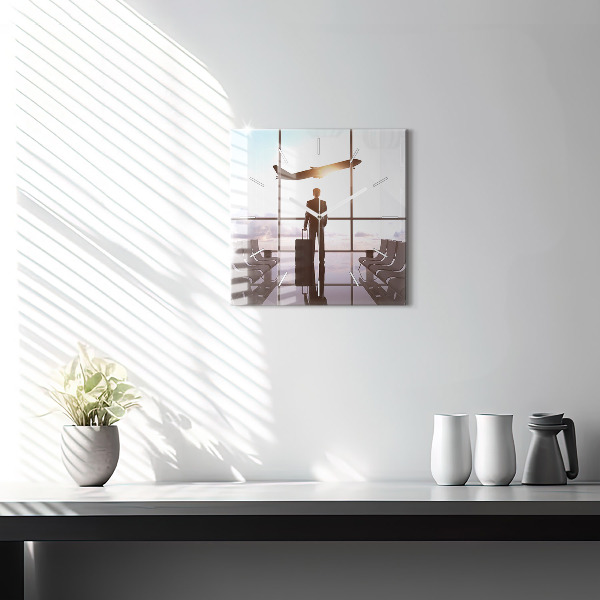 Square wall clock Man at the airport