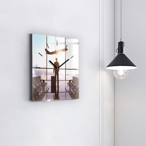 Square wall clock Man at the airport