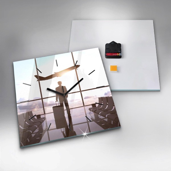Square wall clock Man at the airport